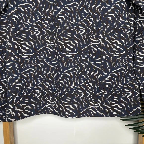 SOLD COS Blue Maroon Print Top Blouse Size 34 6 Cotton Frill Ruffle Long Sleeve - Picture 4 of 9